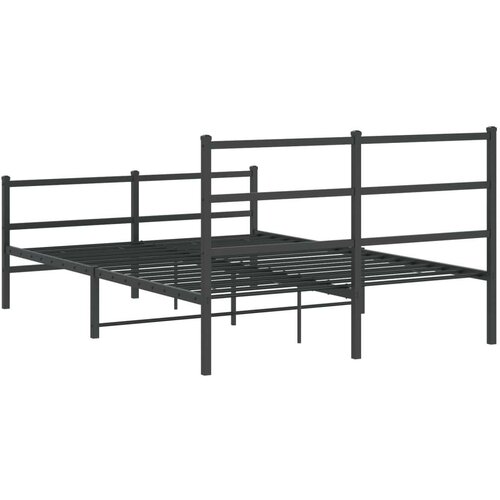 VidaXL Metalni okvir kreveta s uzglavljem i podnožjem crni 135x190 cm Slike