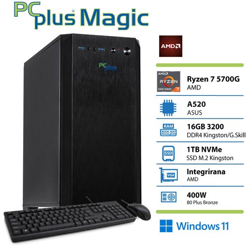 PCPLUS Magic Ryzen 7 5700G 16GB 1TB W11H namizni računalnik + tipkovnica in miška, (21839548) Cene