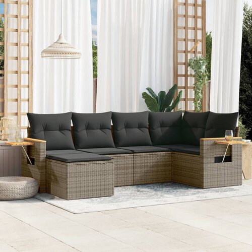 vidaXL 6-dijelni set vrtnih sofa od poliratana s jastucima sivi Cijene