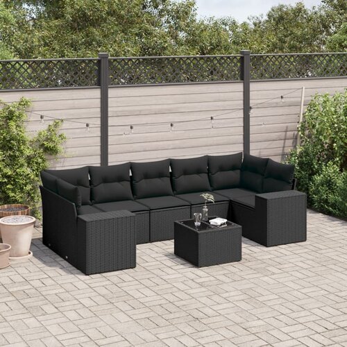  8-dijelni set vrtnih sofa od poliratana s jastucima crni Crna 83 x 62 x 69 cm Cene