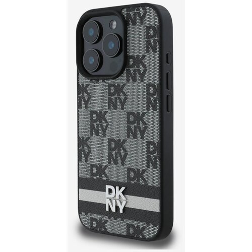 Dkny PU Leather Checkered Pattern and Stripe iPhone 16 Pro Black Ovitek za telefon Vijolična Slike