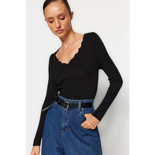 Trendyol Sweater - Black - Fitted Cene