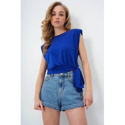 Trend Alacati Stili Ženska bluza kratkih rukava Alc-X13493, Okrugli izrez, Tamnoplava Cene