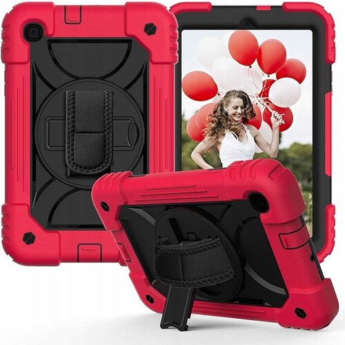 NIKCORP Ovitek za Samsung Galaxy Tab A8 10.5 2022, silikonski, s 360&deg; vrtljivim stojalom in pasom, odporen na udarce, rdeč, (5000139289) Cene