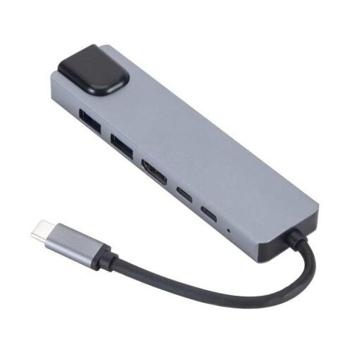 Estuff USB-C hub razdelilnik, 6-v-1 100W PD, HDMI, LAN, USB-C, 2x USB-A Slike