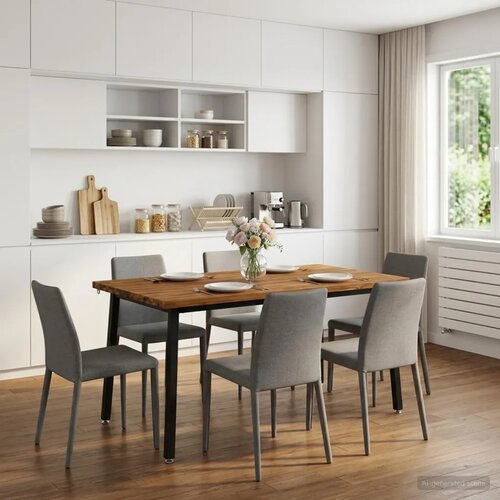  Kvadratni blagovaonski stol 160 x 90 x 75 cm Prirodna - Prirodna i crna 160 x 90 x 75 cm Četvrtasto Slike