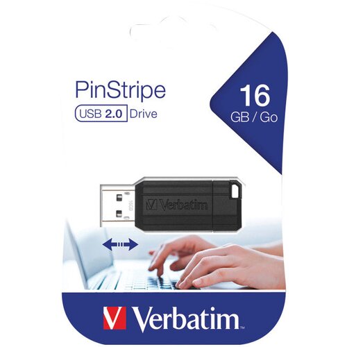  MEMORIJA USB 16GB 2.0 PINSTRIPE VERBATIM 49063 CRNA BLISTER Cijene