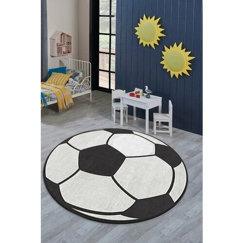 okrugli tepih za decu 140x140cm sa gumenom podlogom – fudbalska lopta, TG-161 Slike