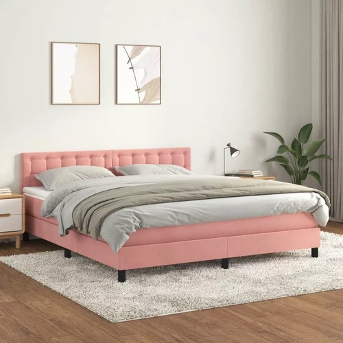  Box spring postelja z vzmetnico roza 160x200 cm žamet, (20895222)