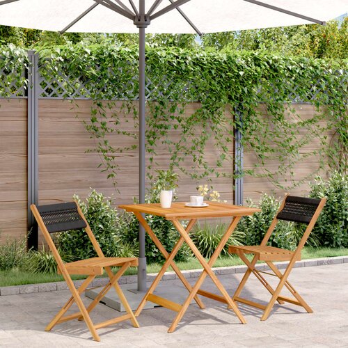 VidaXL 3-dijelni bistro set od polipropilen i masivnog drva crni Slike