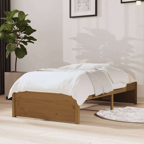  Posteljni okvir medeno rjav iz trdnega lesa 75x190 cm 2FT6, (20646331) Slike