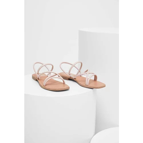 Answear Lab Kožne sandale za žene, boja: ružičasta