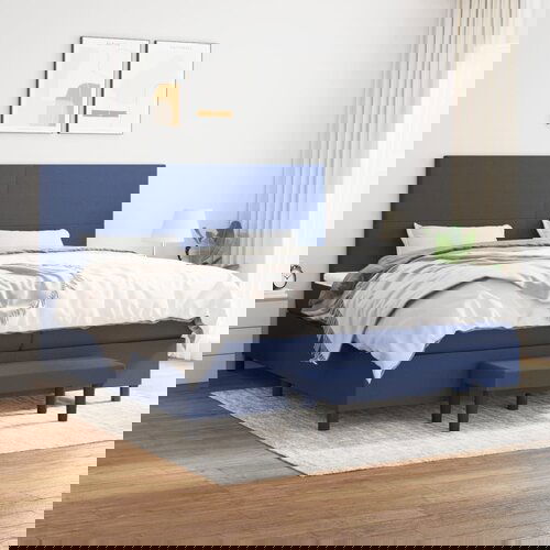 The Living Store Box spring postelja z vzmetnico moder 200x200 cm blago - Box Spring Postelja, (21514756) Cene
