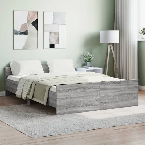  kreveta s uzglavljem i podnožjem boja hrasta 140x190 cm