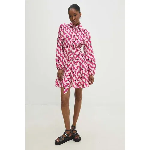 Answear Lab Pamučna haljina boja: ružičasta, mini, širi se prema dolje