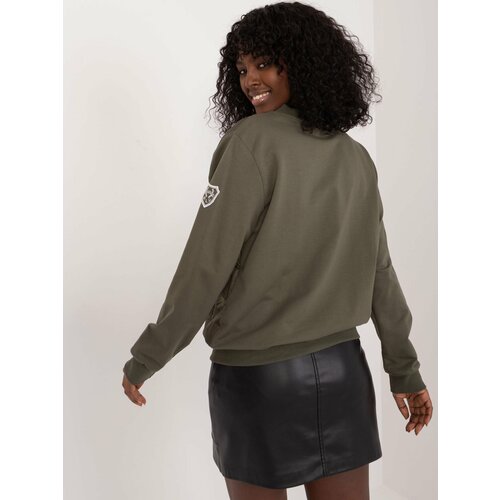 Fashion Hunters Khaki quilted bomber jacket sweatshirt with patch Slike