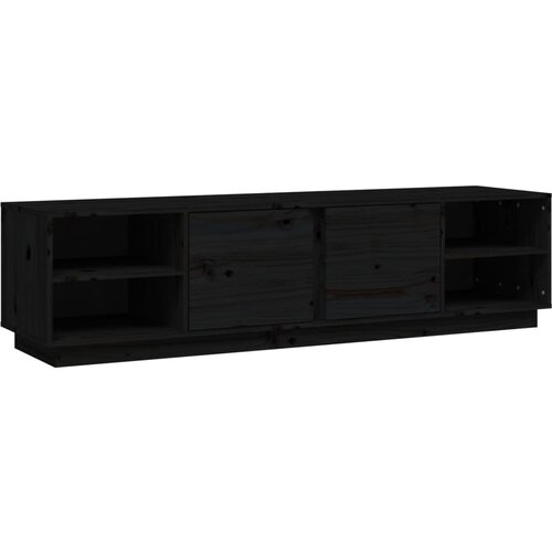 Maison Chic TV omarica - TV enota - Televizijska omarica črna 156x40x40 cm trdna borovina, (21700634) Slike