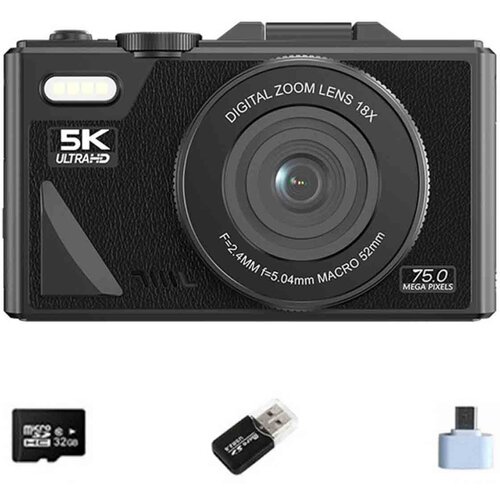 INF 5K Ultra HD Digitalni Fotoaparat - Črn, 75MP, 18x Zoom, WiFi, s 32GB Kartico, (5000116944) Cene
