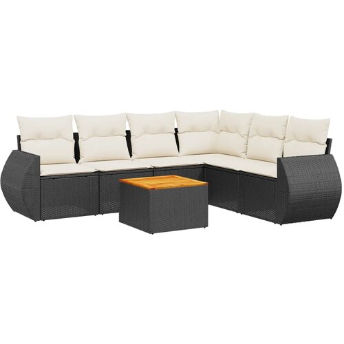 vidaXL 7-dijelni set vrtnih sofa od poliratana s jastucima crni Cijene