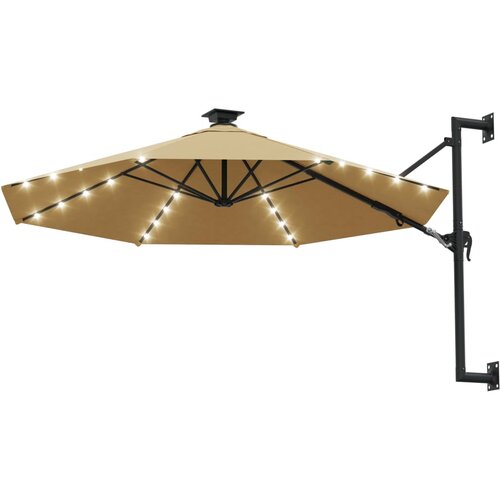 Zidni vrtni suncobran s LED svjetlima 300 cm smeđesivi Slike