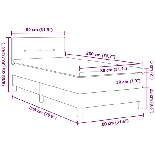  Krevet s podnicom s madracem krem 80x200 cm tkanina Slike