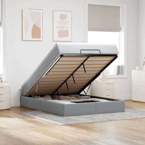 vidaXL Otomanski krevet s madracem svijetlosivi 140x190 cm od tkanine Cene