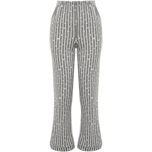 Trendyol Anthracite Cotton Striped Knitted Pajama Bottoms Cene