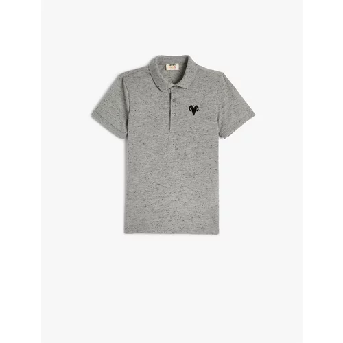 Koton Polo T-Shirt Short Sleeve Buttoned Embroidered Detailed