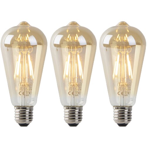 LUEDD Komplet 3 LED sijalk E27 ST64 zlata s senzorjem svetlo-temno 4W 400 lm 2200K Cene