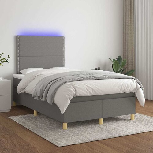  box spring s madracem LED tamnosivi 120 x 200 cm tkanina Cene