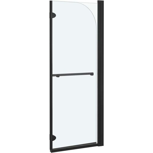 VidaXL Zložljiva pregrada za tu&amp;scaron; z 2 paneloma ESG 95x140 cm črna Slike