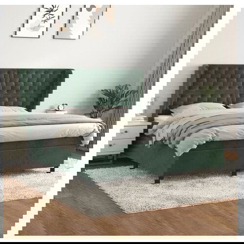 VidaXL Box spring postelja z vzmetnico temno zelena 180x200 Slike