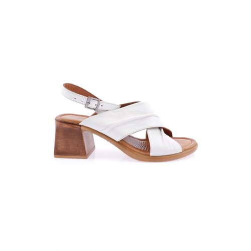 DGN 1421 Women's Ankle Strap Sandals Genuine Leather White Cene