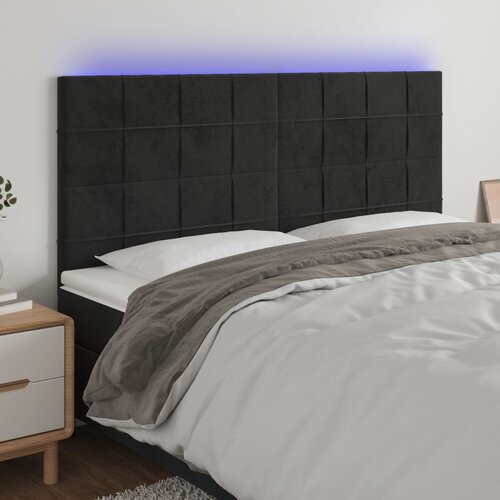  The Living Store LED posteljno vzglavje črno 160x5x118/128 cm žamet - LED Vzglavje, (21451971) Cene