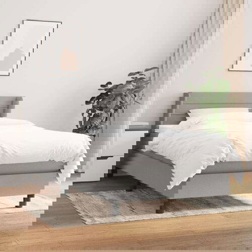  Box spring postelja z vzmetnico svetlo siv 100x200 cm blago, (20726131) Slike