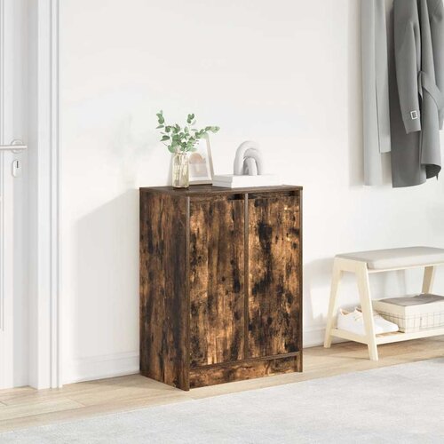 vidaXL Omarica za čevlje dimljeni hrast 57x34x76 cm inženirski les Cene