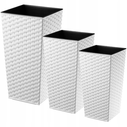 KADAX Komplet 3 vrtnih lončkov + vložki, visoki veliki, beli 57+68+75 cm, (5000350808) Cene