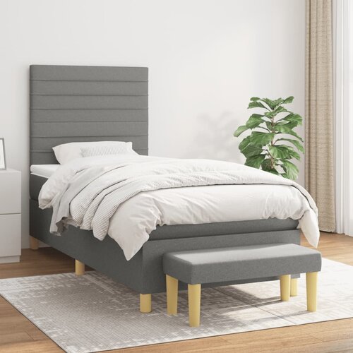 The Living Store Box spring postelja z vzmetnico temno siva 80x200 cm blago - Box Spring Postelja, (21516289) Cene