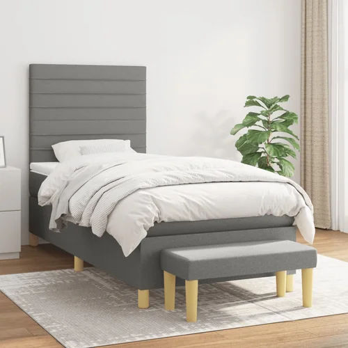 The Living Store Box spring postelja z vzmetnico temno siva 80x200 cm blago - Box Spring Postelja, (21516289)