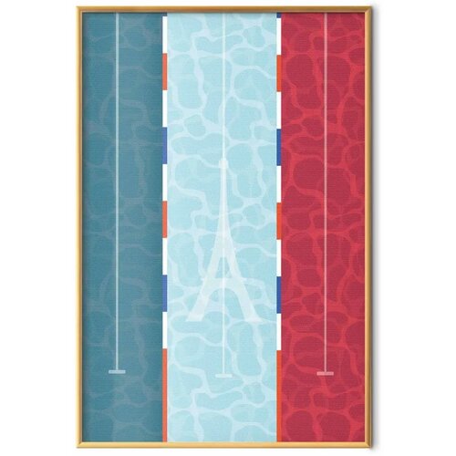  Plakat - Illustration of a Pool Against the French Flag 60x90 Zlatni okvir Slike