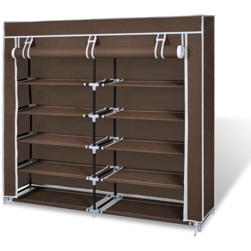 VidaXL Ormarić za Cipele s Pokrovom od Tekstila 115 x 28 x 110 cm Smeđi Slike
