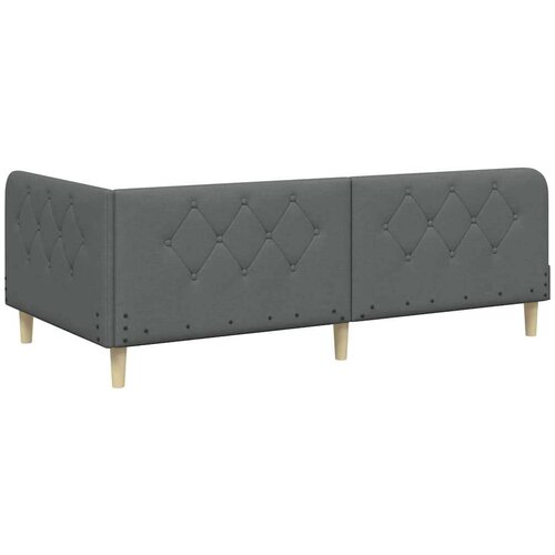  Kutni okvir kreveta s uzglavljem Tamno siva 90 x 200 cm tkanina Slike
