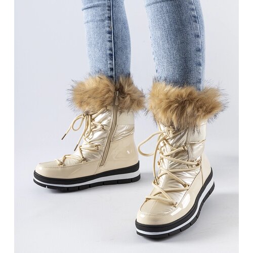 Gemre Beige patent snow boots with fur Bow Cene