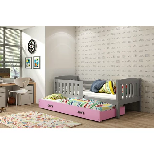 BMS Group Otroška postelja Kubus z dodatnim ležiščem - 80x190 cm - grafit/roza