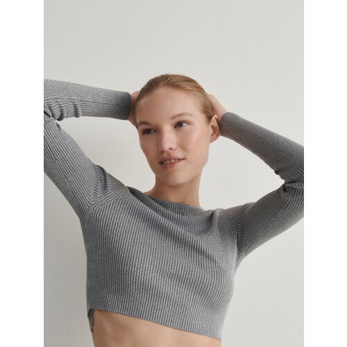 Reserved pleteni pullover s kovinskim sijajem - svetlo siva Cene