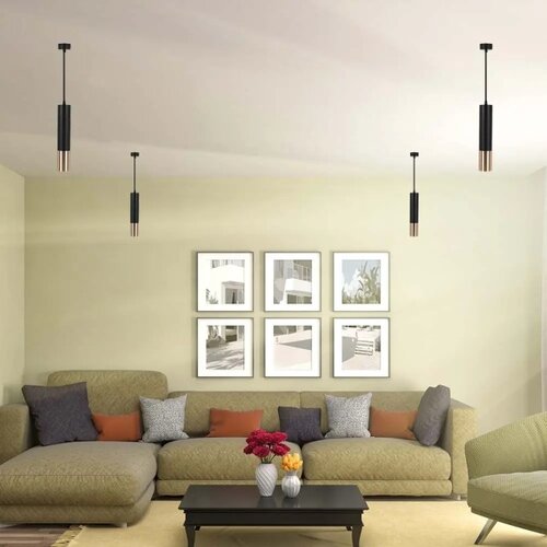  Luster na sajli 1xGU10/35W/230V 30 cm crna/zlatna Slike