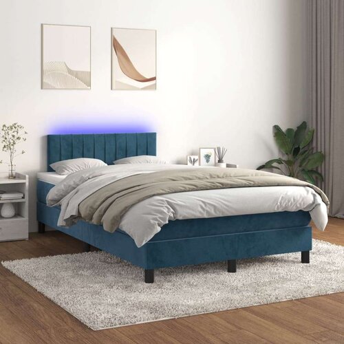  Krevet s oprugama i madracem LED tamnoplavi 120 x 190 cm bar&amp;scaron;un Slike