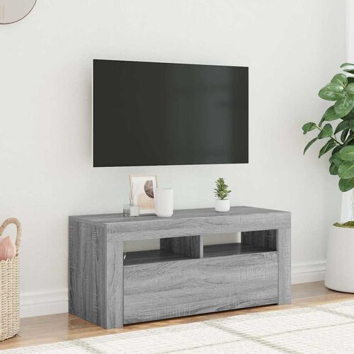 TV ormarić s LED svjetlima boja sivog hrasta sonome 90x35x40 cm Cijene