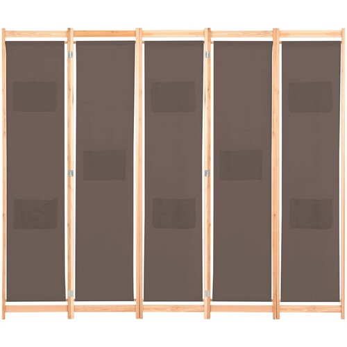  pregrada s 5 panela od tkanine 200 x 170 x 4 cm smeđa Slike