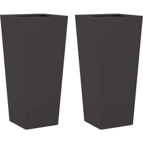 Maison Chic Vrtno korito - Greda - Cvetlični Lonec 2 kosa črna 35x35x75 cm jeklo, (21789192) Cene